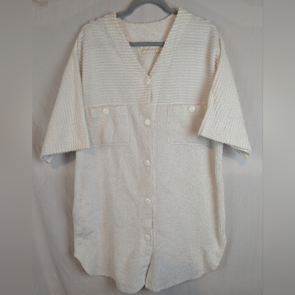 Herbcraft Chenille Medium White Robe Midi With One Small Stain In Back - Picture 1 of 12